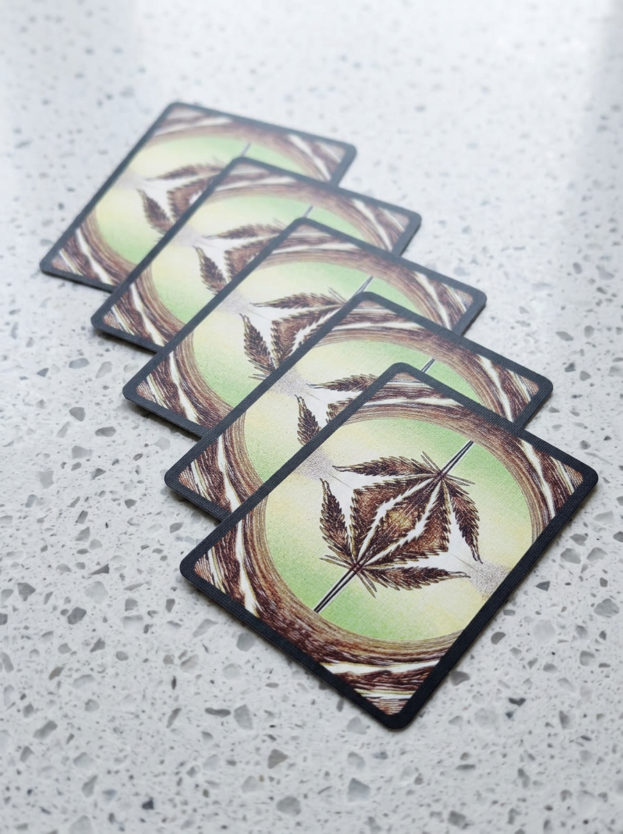 Back design of Marijuana Trading Cards laid out uniformly